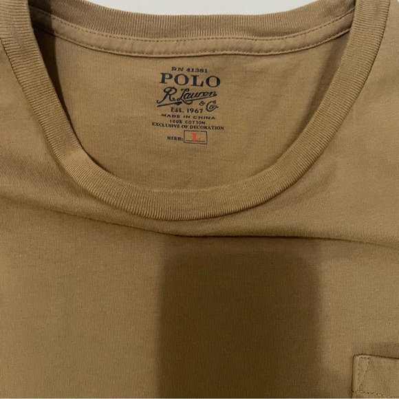 Polo Ralph Lauren Men’s Large Tan Short Sleeve Logo Tee Casual Classic Style - Picture 4 of 7